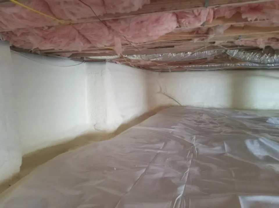 Crawl space encapsulation with closed-cell spray foam for Flat Roof Repair in North Ogden